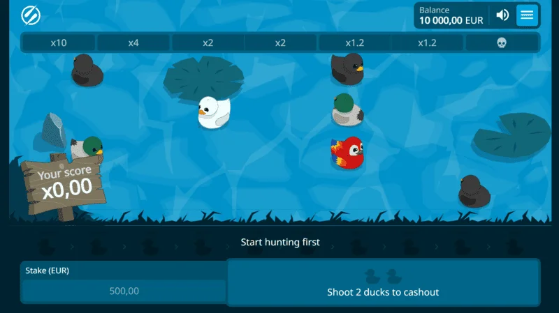 Exploding Ducks - game screen na may mga pato sa tubig